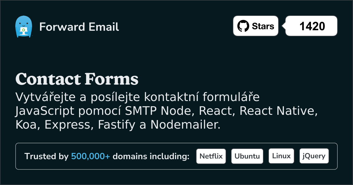 Kontaktní formuláře JavaScript Node.js
