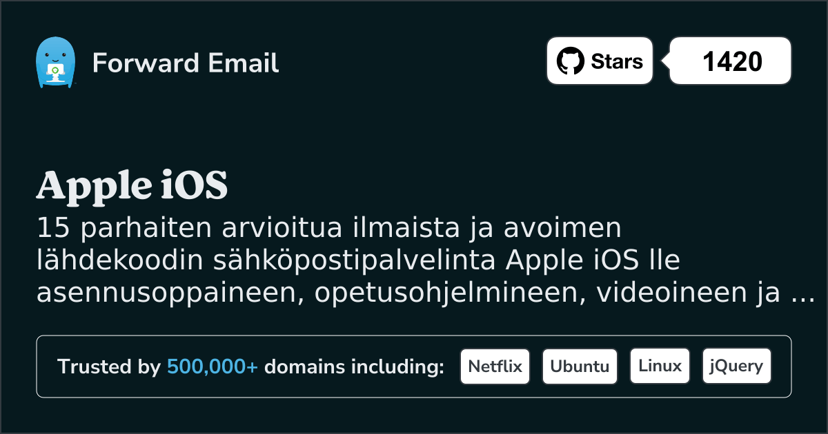 15 parhaiten arvioitua avoimen lähdekoodin sähköpostipalvelinta Apple iOS vuonna 2025