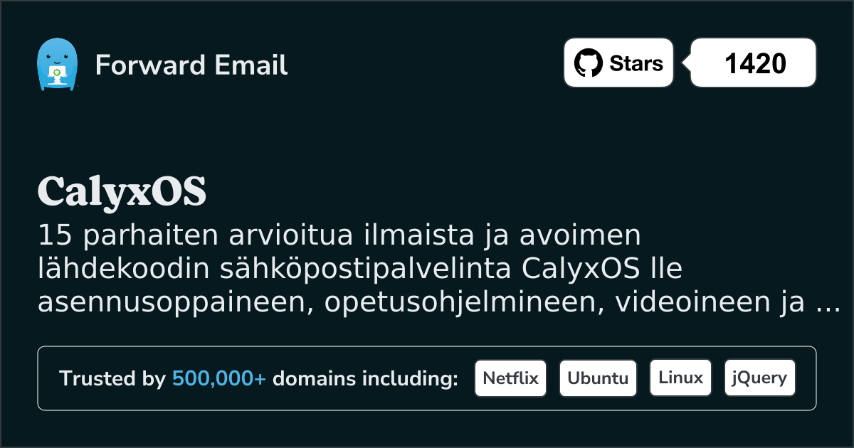 15 parhaiten arvioitua avoimen lähdekoodin sähköpostipalvelinta CalyxOS vuonna 2025