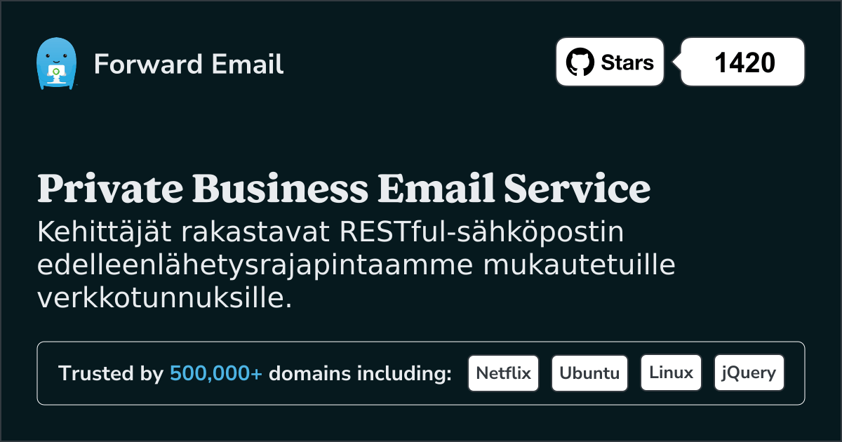 Kehittäjän sähköposti-API mukautetuille verkkotunnuksille ja webhookeille