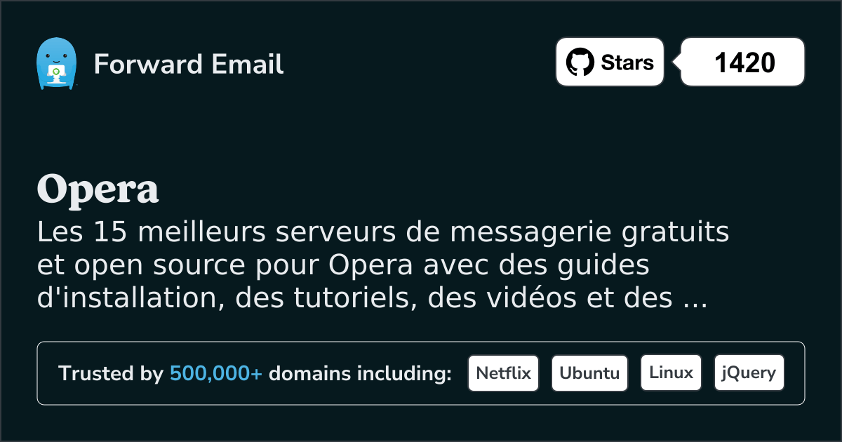 15 meilleurs serveurs de messagerie Open Source pour Opera en 2025