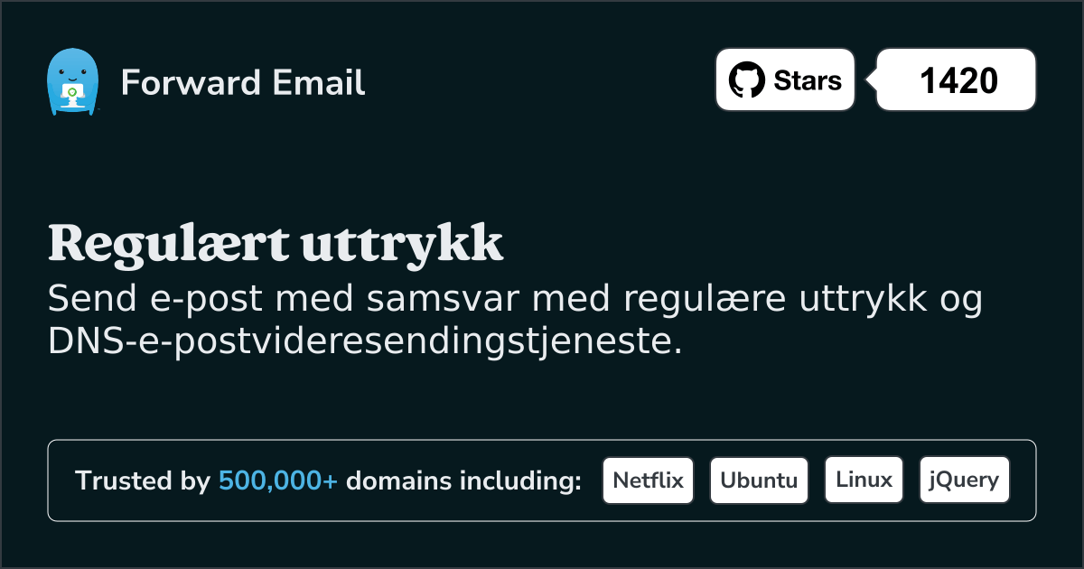 Regulært uttrykk for videresending av e-post for egendefinerte domener