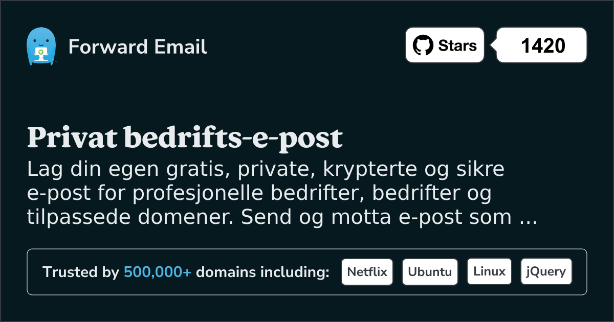 Privat bedrifts-e-post for tilpassede domener