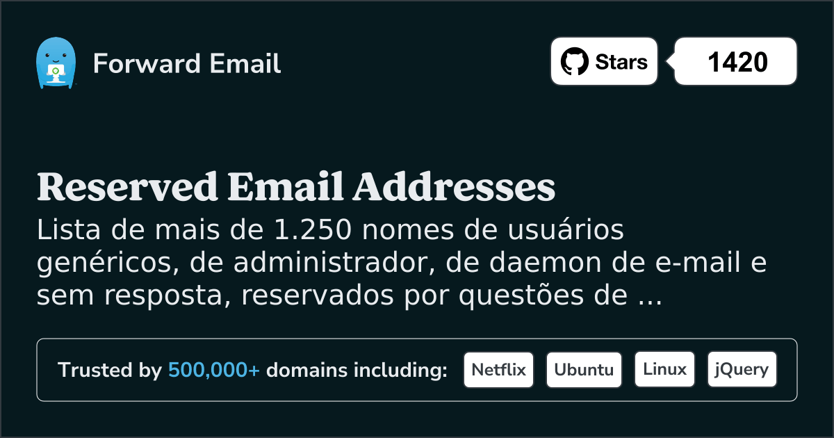 Endereços de e-mail reservados